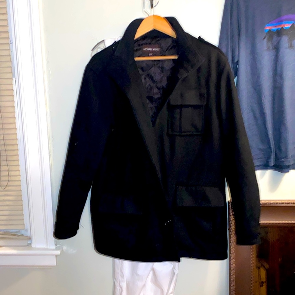 Men’s Michael Kors, black pea coat size medium